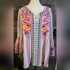 Savanna Jane Multicolor Embroidered Tunic